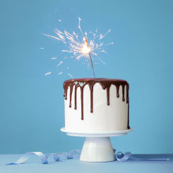 Cake with sparkler on top