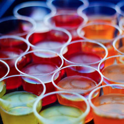 Gelatin cups in different flavors