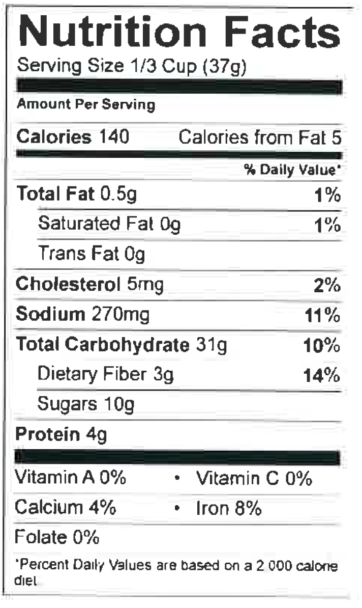 Nutrition Fact Funnel Cake