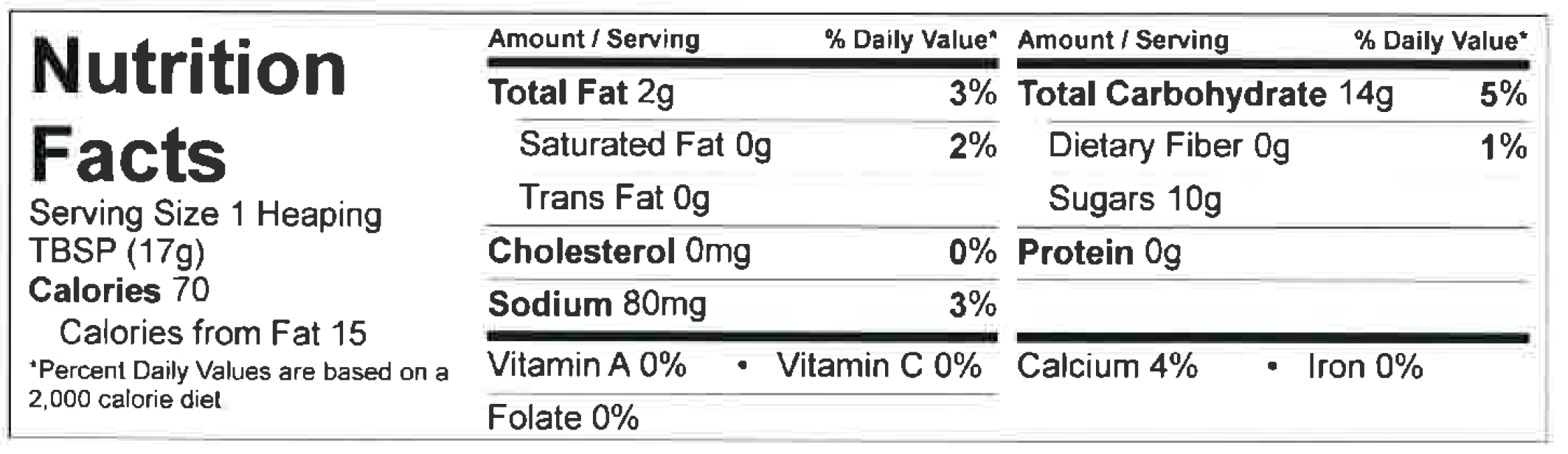 Nutrition Facts Vanilla Frozen Dessert