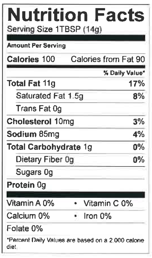 Nutrition Facts Heavy Mayo