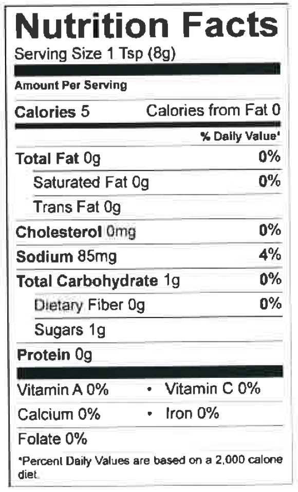 Nutrition Facts Worcestershire Sauce